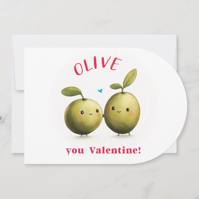 Olive You Valentine Card Einladung (Vorderseite)
