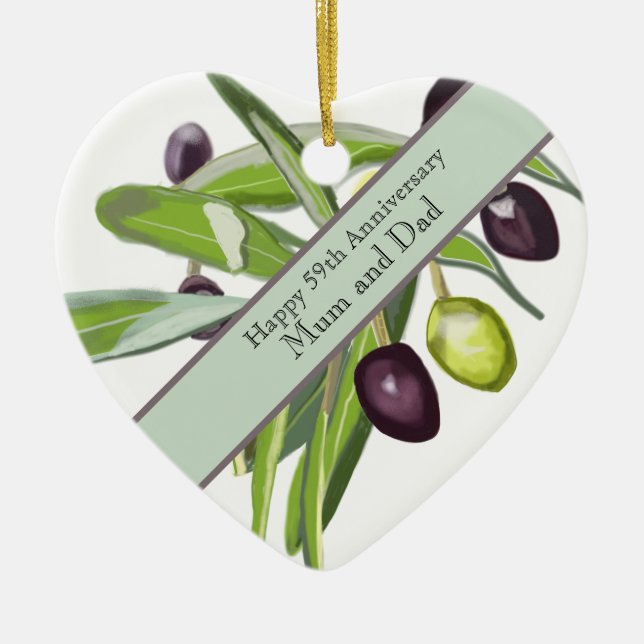 Olive zum 59. Hochzeitstag Keramik Ornament (Vorne)