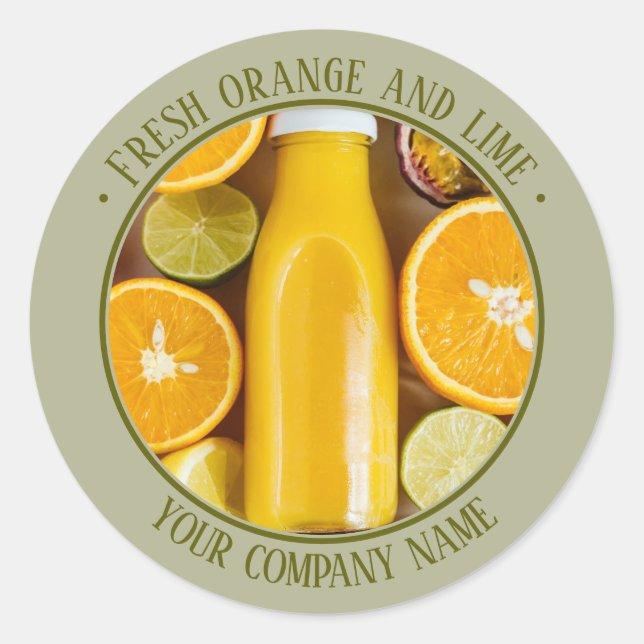 Olivegreen Werbeaktion für frisch orange und Limon Runder Aufkleber (Vorderseite)