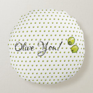 Olivegrün Rundes Kissen