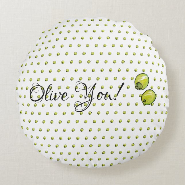 Olivegrün Rundes Kissen (Vorderseite)