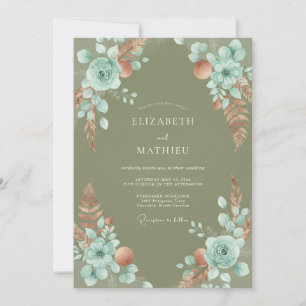 Oliven-Aqua-Pampas-Eukalyptus-Hochzeit Einladung