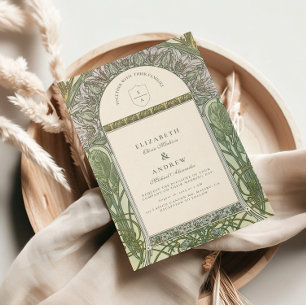 Oliven Art Nouveau Hochzeit Einladung