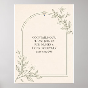 Oliven-Botanik-Cocktail-Stunde-Hochzeitsschild Poster