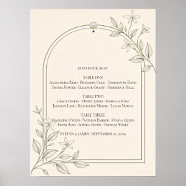 Oliven-Botanik-Hochzeit Sitzplan Poster