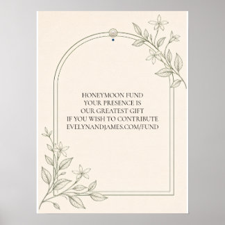 Oliven-Botanik-Hochzeitsreise-Fonds-Hochzeitsschil Poster