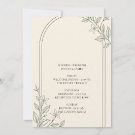 Oliven-Botanik-Hochzeitswochenende-Itinerary-Karte Einladung