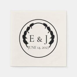 Oliven-Botanik-Monogramm-Hochzeitsservietten Serviette