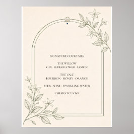 Oliven-Botanik-Signature-Drinks-Hochzeitsschild Poster