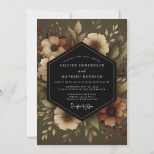 Oliven Botanische Blütenhochzeit Einladung