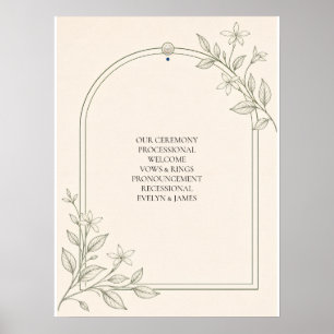 Oliven-Botanisches Hochzeitszeremonie-Programm-Sch Poster