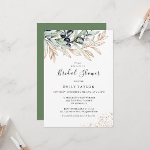 Oliven Branch Greenery, Gold Brautparty Einladung