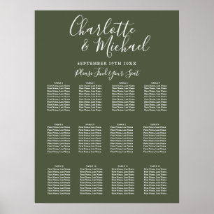 Oliven-Elegante-Sitzordnung für die Hochzeit Poster