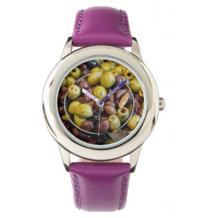 Oliven, gesäumt, schwarz und grün armbanduhr