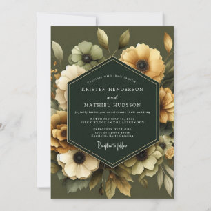 Oliven-Gold-Anemonen-Hochzeit Einladung