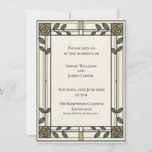 Oliven-Gold-Botanische-Hochzeitseinladung Einladung