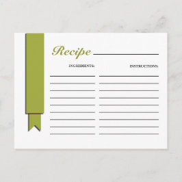 Oliven Green Ribbon-Rezept-Karte Postkarte