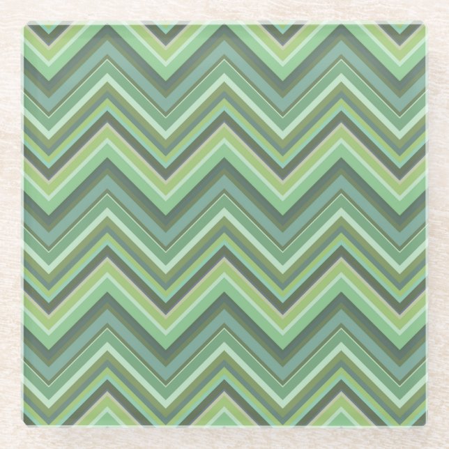 Oliven Green Zigzag Glasuntersetzer (Vorderseite)