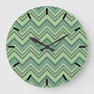 Oliven Green Zigzag Große Wanduhr