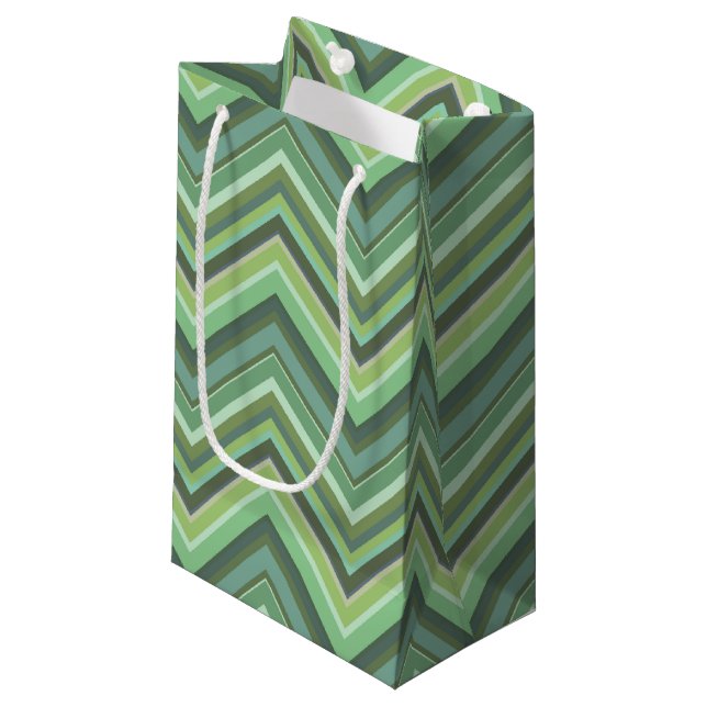 Oliven Green Zigzag Kleine Geschenktüte (Vorderseite Schrägansicht)