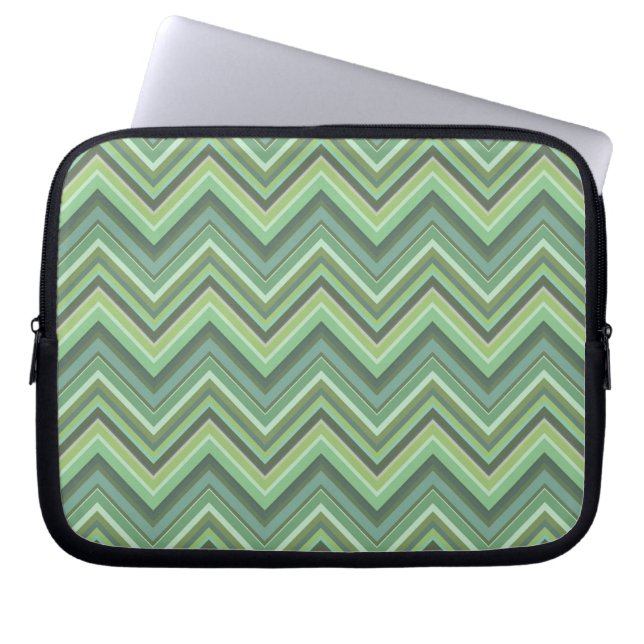 Oliven Green Zigzag Laptopschutzhülle (Vorderseite)