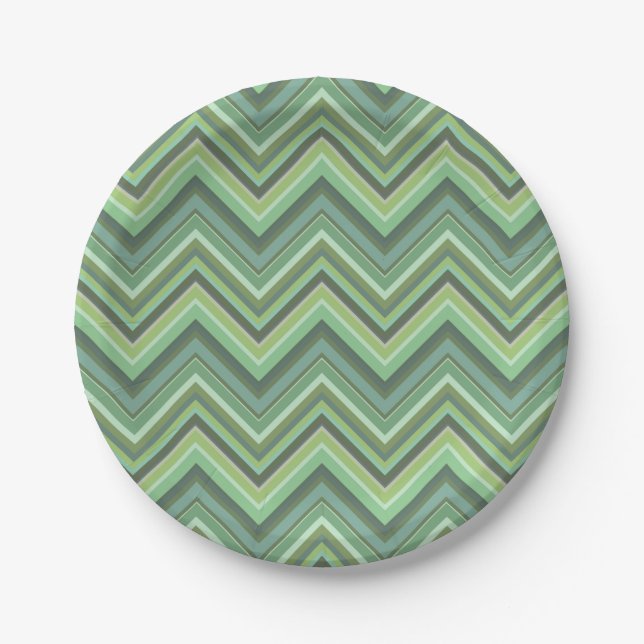 Oliven Green Zigzag Pappteller (Vorderseite)