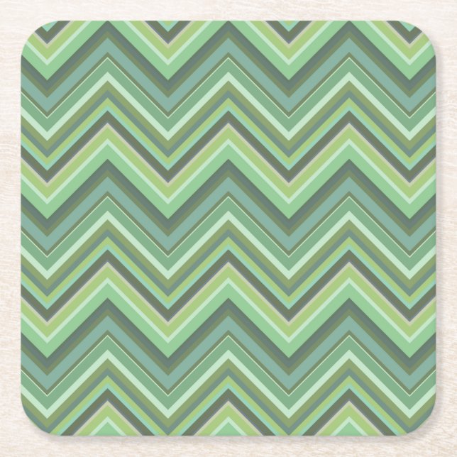 Oliven Green Zigzag Rechteckiger Pappuntersetzer (Vorderseite)