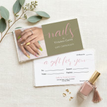 Oliven Grün Pink Nagelstudio Geschenkgutschein