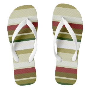 Oliven, grün und rot Streifen Flip Flops
