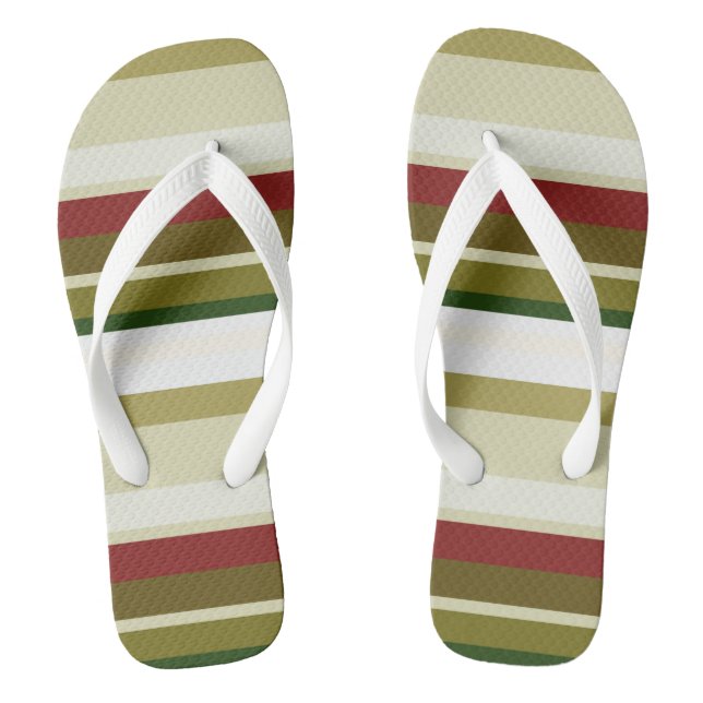 Oliven, grün und rot Streifen Flip Flops (Fußbett)