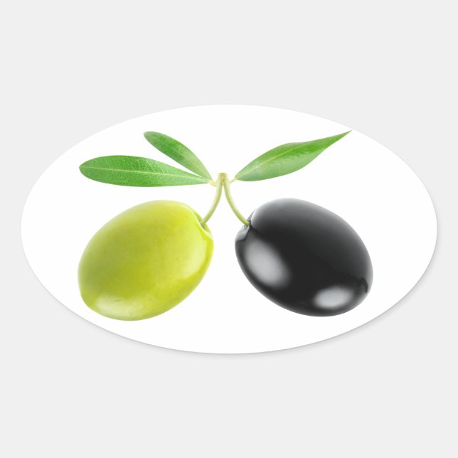 Oliven, grün und schwarz ovaler aufkleber (Vorderseite)