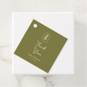 Oliven-grüne toskanische elegante Hochzeitsgunst-A Geschenkanhänger