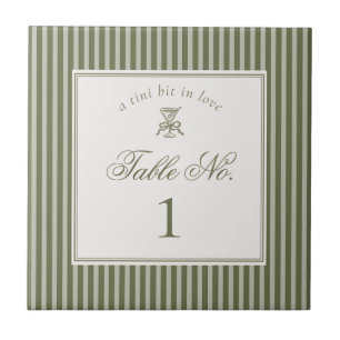 Oliven Martini Old Money Hochzeitstisch Nummer Fliese