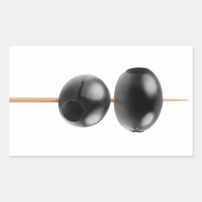 Oliven mit schwarzer Spitze auf einem Spieß Rechteckiger Aufkleber (Vorderseite)