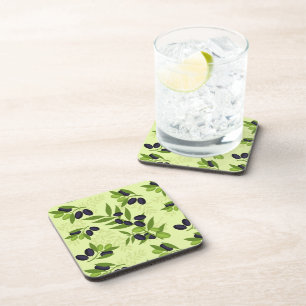 Oliven Print Plastic Untersetzer Set