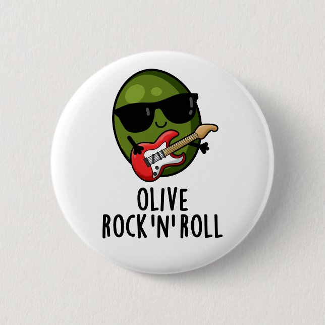 Oliven-Rock und Roll-Niedlicher Rocker-Oliven-Pupp Button (Vorderseite)