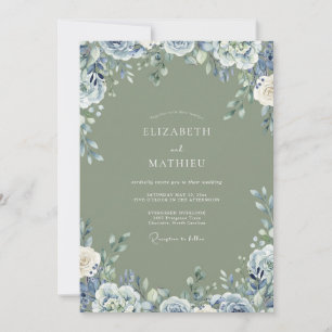 Oliven-Schiefer-Ranunculus-Eukalyptus-Hochzeit Einladung