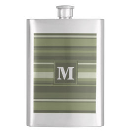 Oliven-Streifen in Monogramm Flachmann