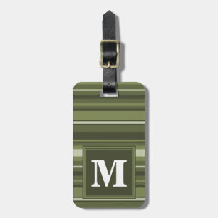 Oliven-Streifen in Monogramm Gepäckanhänger