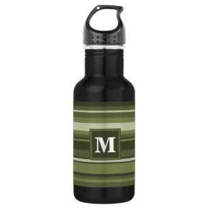 Oliven-Streifen in Monogramm Trinkflasche