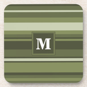 Oliven-Streifen in Monogramm Untersetzer