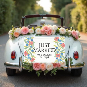 Oliven und Blumen Frisch Vermählt Auto Banner