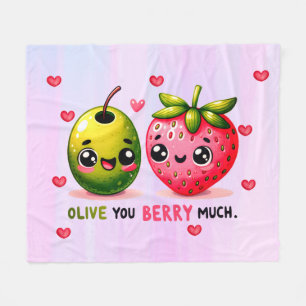 Oliven und Erdbeeren Fleecedecke