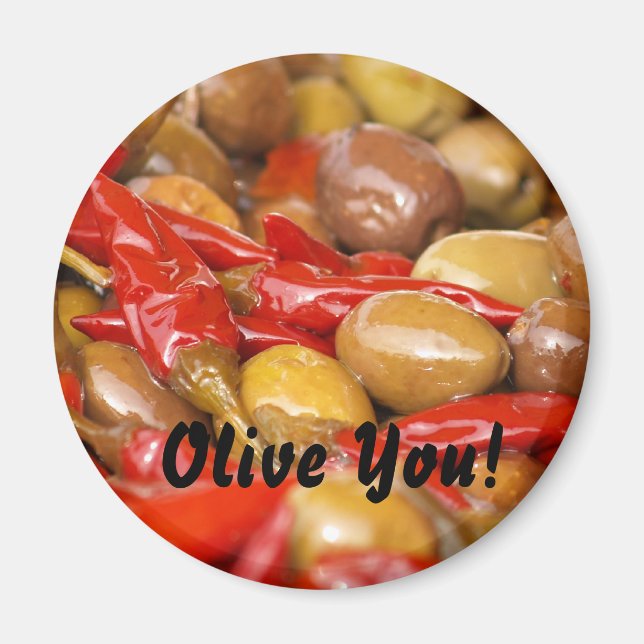 Oliven und Jalepenos, Olive You! Magnet (Vorne)