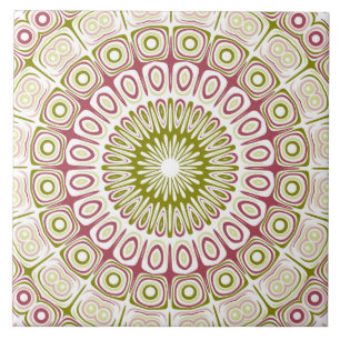 Oliven- und Rosen-Mandala-Muster Fliese