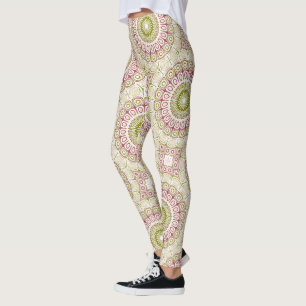 Oliven- und Rosen-Mandala-Muster Leggings