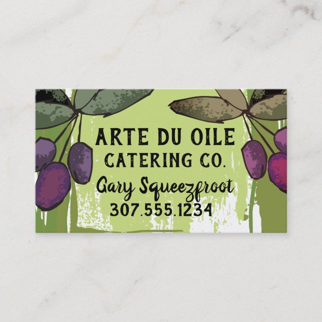 Oliven Zweig Olivenöl Koch Catering kulinarischer  Visitenkarte (Vorderseite)