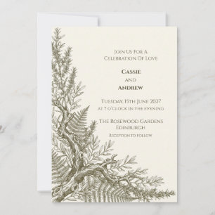 Olivenbaum-Farn-Botanische Hochzeitseinladung Einladung