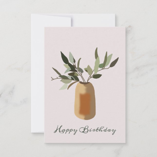 Olivenbaum in einer Vase Happy Birthday Card Karte (Vorderseite)