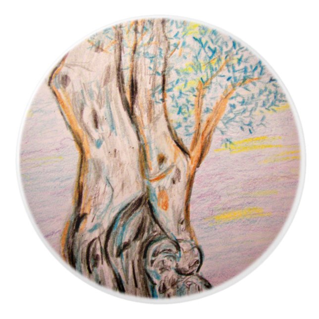 Olivenbaum Keramikknauf (Vorderseite)